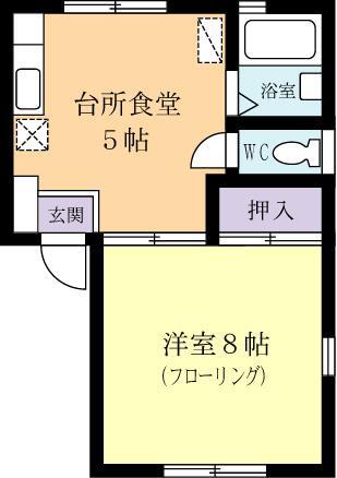 メゾン・ドゥ(1DK/2階)の間取り写真