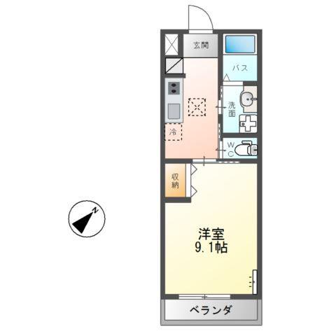 LA FELICEII(1K/2階)の間取り写真