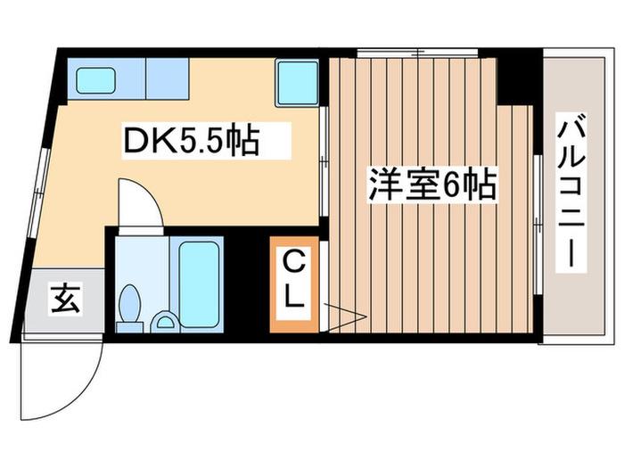 ホープ久里浜(1DK/2階)の間取り写真
