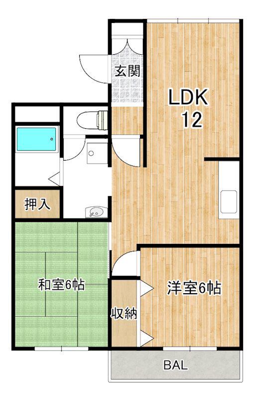カーサリベロ(2LDK/2階)の間取り写真