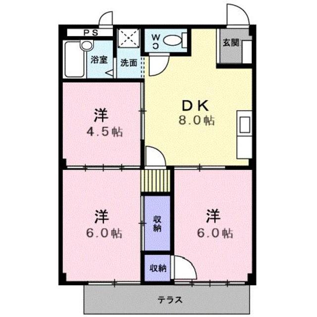 和希チヨダ(3DK/1階)の間取り写真