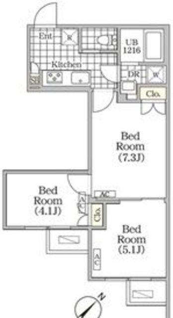 BRICK RESIDENCE 目黒本町(3K/5階)の間取り写真