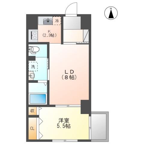 せかんどゆーす西口(1LDK/6階)の間取り写真