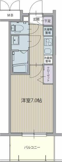 パルティール並木(1K/6階)の間取り写真