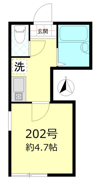 フルーリエ小岩(1K/2階)の間取り写真