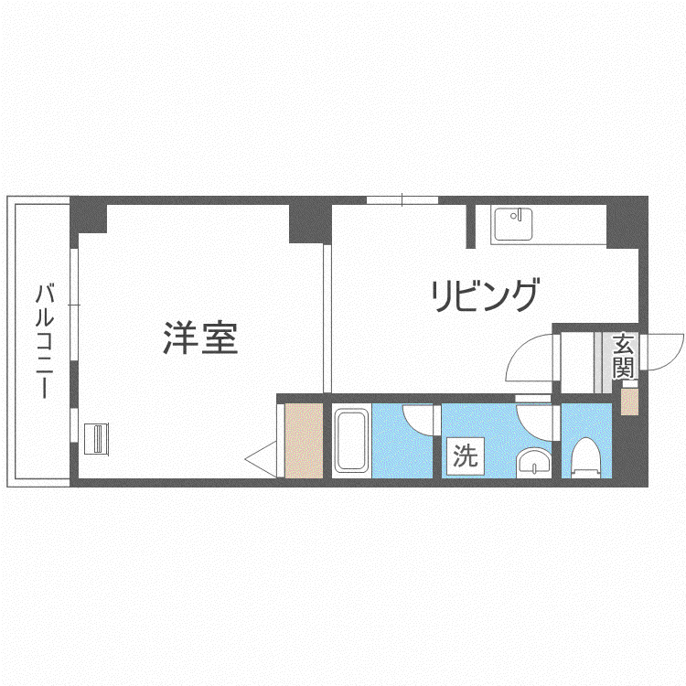 琴似1・6マンション(1DK/4階)の間取り写真
