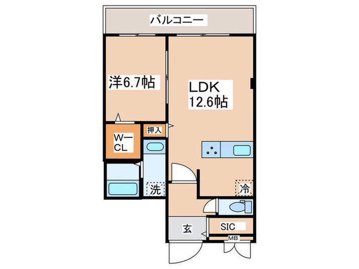 CASA DI CIMA(1LDK/3階)の間取り写真