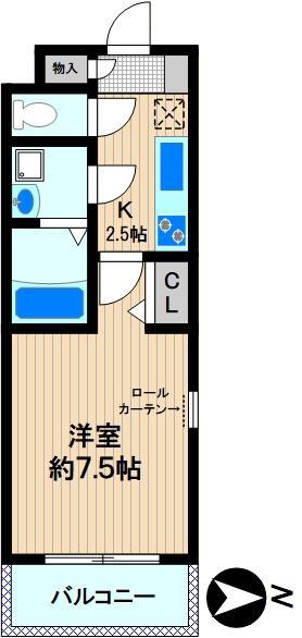 フォーシーズンヒルズ(1K/2階)の間取り写真