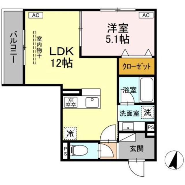 アルベート湘南台(1LDK/2階)の間取り写真