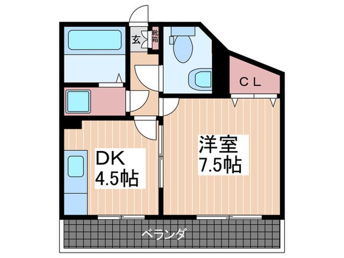 第一クリスビル(1DK/4階)の間取り写真