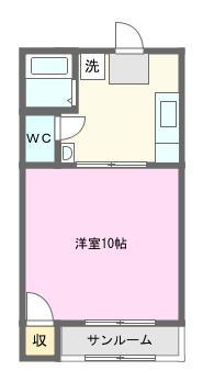 ヒルズ北山(1K/1階)の間取り写真