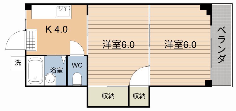 あかいポーチ(2K/1階)の間取り写真