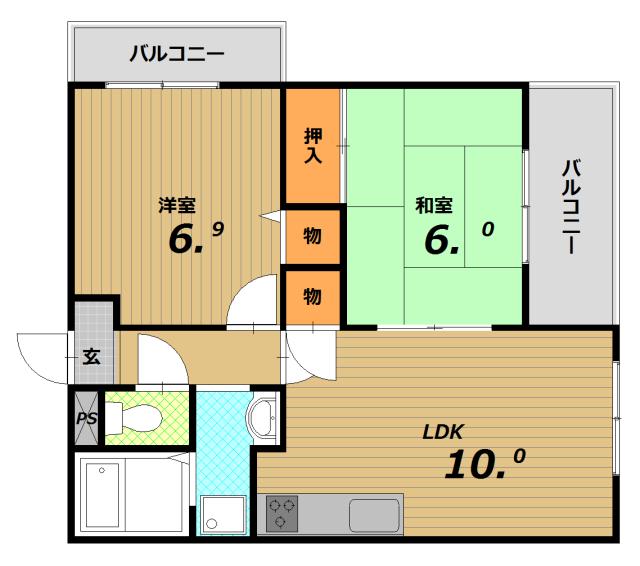 REGULUS須磨寺(2LDK/1階)の間取り写真