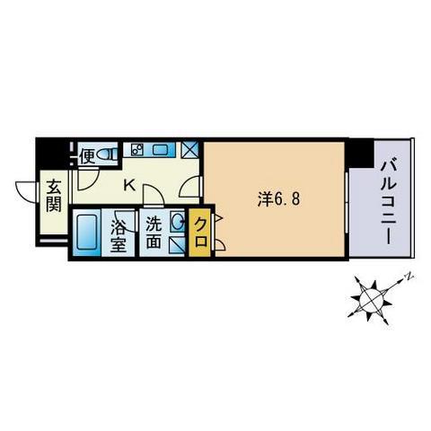 カスタリア東比恵(1K/5階)の間取り写真