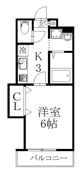 コンフォートヒルズ草加(1K/3階)の間取り写真