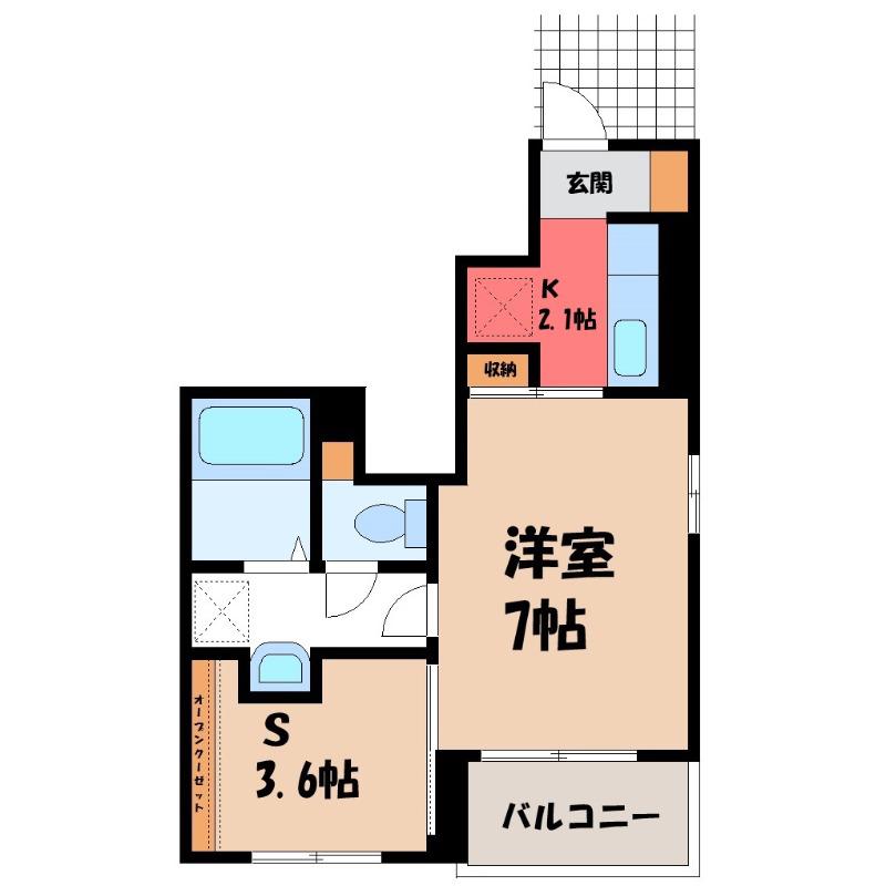 パークイースト(1SK/1階)の間取り写真
