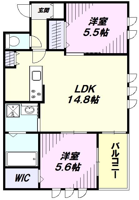 マルベリーテラス・S(2LDK/2階)の間取り写真