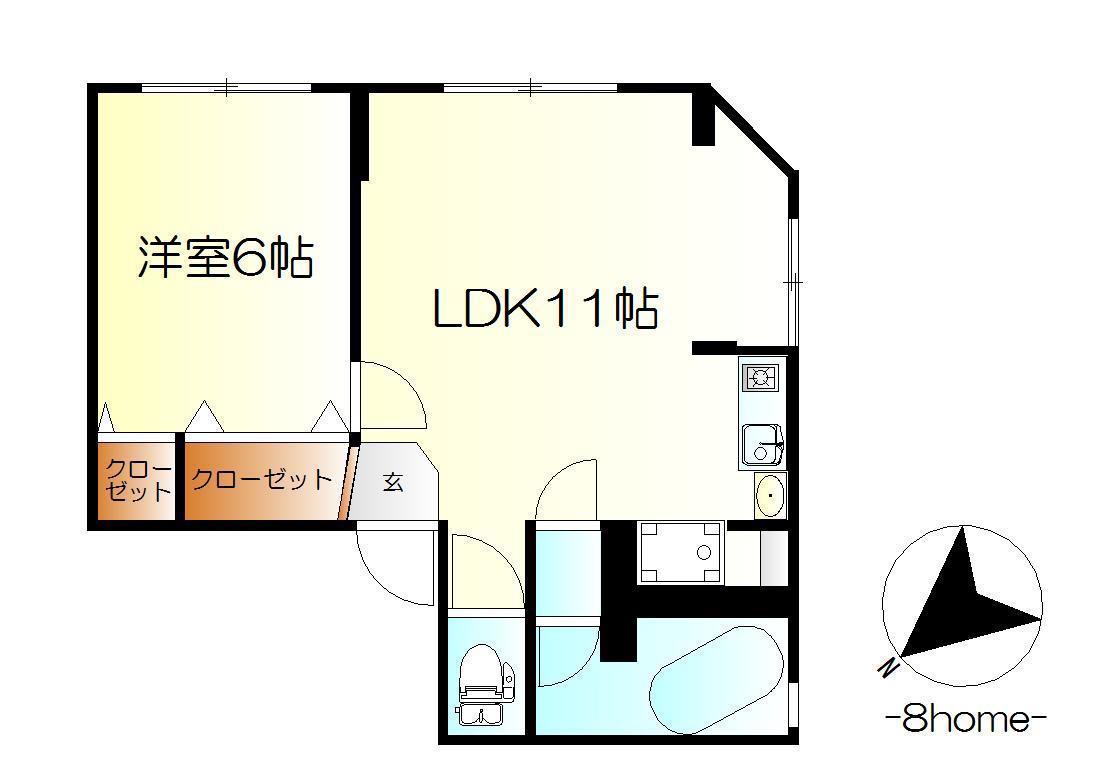 エスポワール和庄(1LDK/2階)の間取り写真