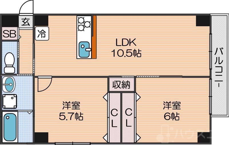 グレイス聖天坂(2LDK/4階)の間取り写真