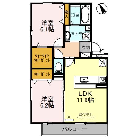 MERCI大将軍II(2LDK/2階)の間取り写真