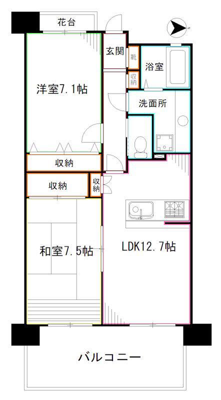 シティパル新中野(2LDK/9階)の間取り写真