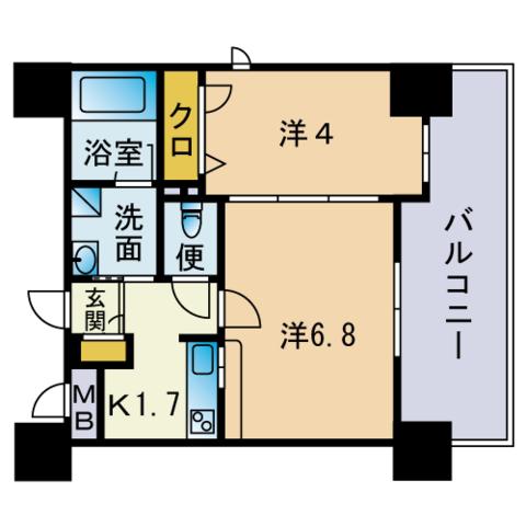 アクタス薬院Ⅲ(2K/13階)の間取り写真