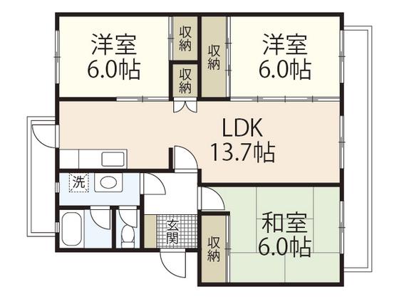 KSB SATSUKIGAOKA III(3LDK/3階)の間取り写真
