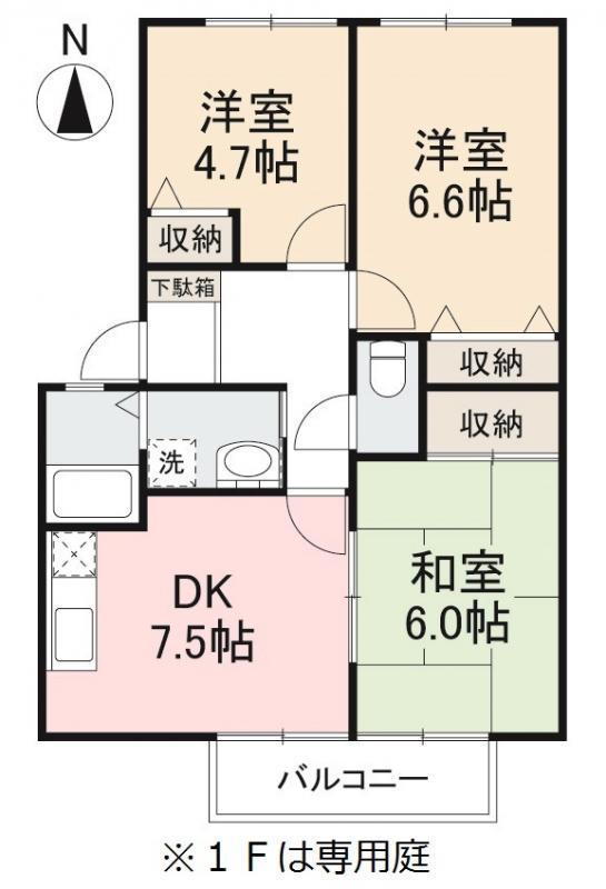 フォブールサンパ(3DK/2階)の間取り写真