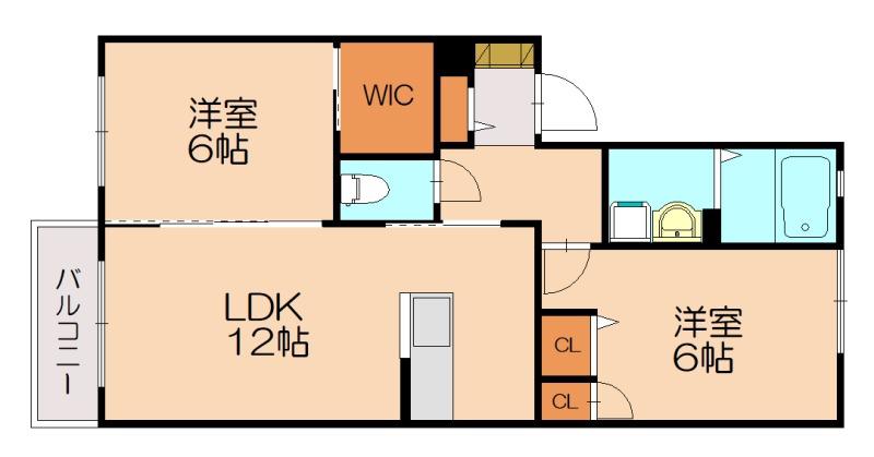 ボヌールメゾン志免(2LDK/2階)の間取り写真