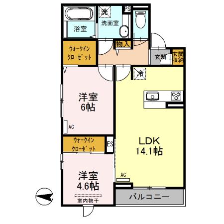 THE S HOUSE GRAN(2LDK/3階)の間取り写真