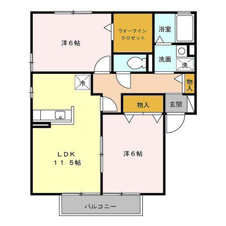 ハーヴェスト・パークA/B/C(2LDK/2階)の間取り写真