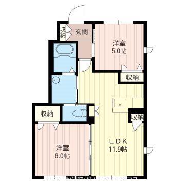 ティプラザ駒生町 A(2LDK/1階)の間取り写真