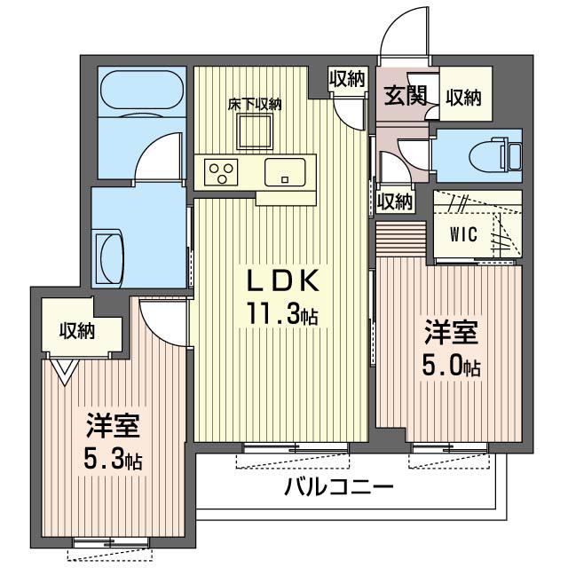 ラルゴ西荻(2LDK/3階)の間取り写真
