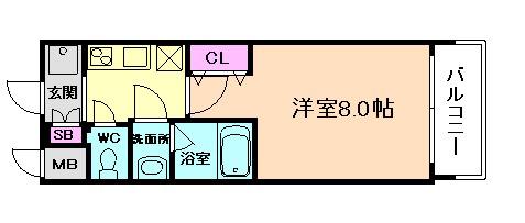 スプランディット十三本町(1K/6階)の間取り写真