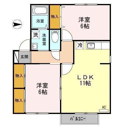 メゾン・ド・青月(2LDK/2階)の間取り写真
