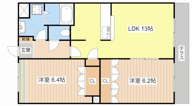 プランドール悠(2LDK/1階)の間取り写真