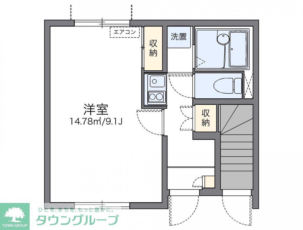 レオネクストピュアよびつぎII(1K/1階)の間取り写真