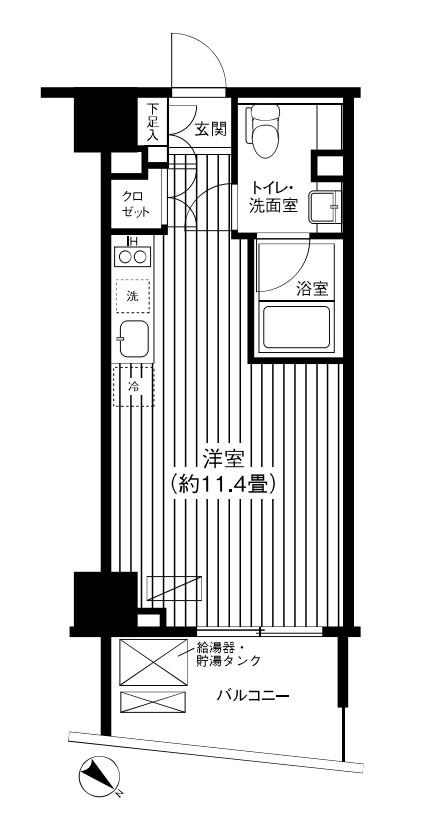 TI-HIGASHIAZABU(ワンルーム/4階)の間取り写真