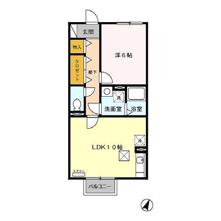 リヴィエール(1LDK/1階)の間取り写真