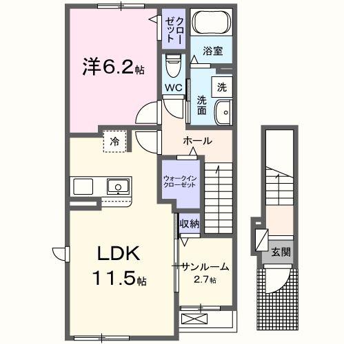 スペランザ ヴェルデ(1LDK/2階)の間取り写真