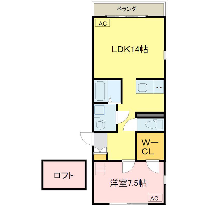 プラセール壱番館(1LDK/2階)の間取り写真