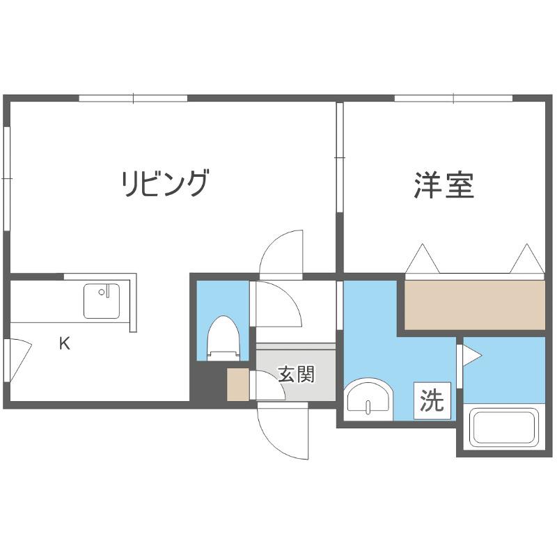 アクアベール豊平(1LDK/1階)の間取り写真