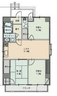 辰巳町セピア館(3LDK/1階)の間取り写真