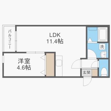 ムギノベース(1LDK/1階)の間取り写真