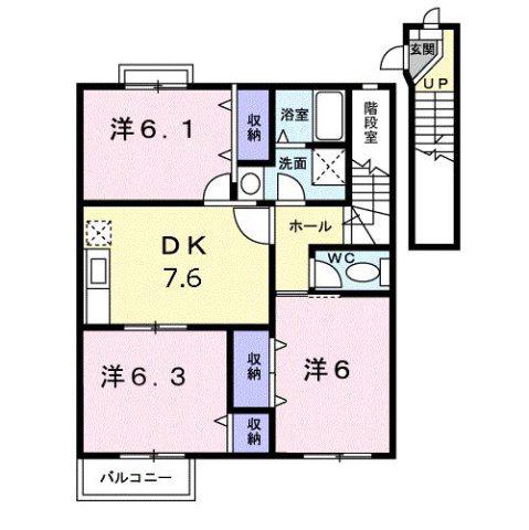パールスクエアC(3DK/2階)の間取り写真
