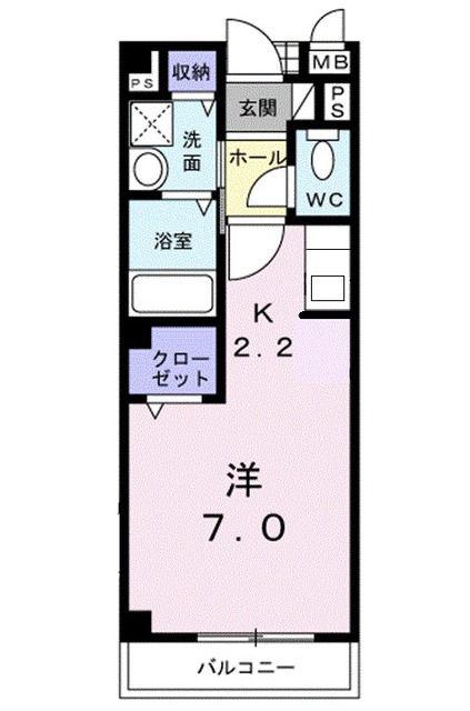 サニーメゾン1(ワンルーム/2階)の間取り写真