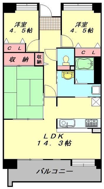 TS GARDEN 清瀬(3LDK/2階)の間取り写真