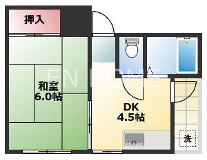 境川マンション(1DK/2階)の間取り写真
