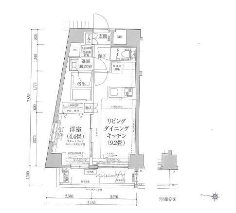 ルフレ グランデ府中(1LDK/6階)の間取り写真