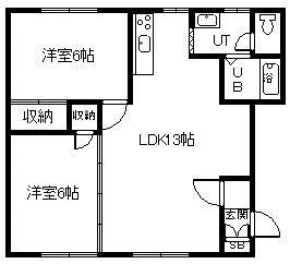 ドエルエンジェルB棟(2LDK/2階)の間取り写真